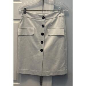 DKNY White With Black Dot Pattern Mini Pencil Skirt  G1